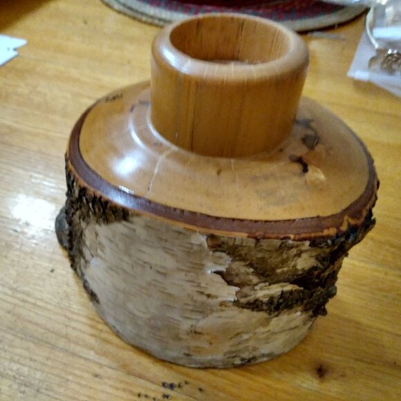 Hand Turned Birch Wood Candle Holder ...No Hurricane /Chimney - Picture 7 of 10